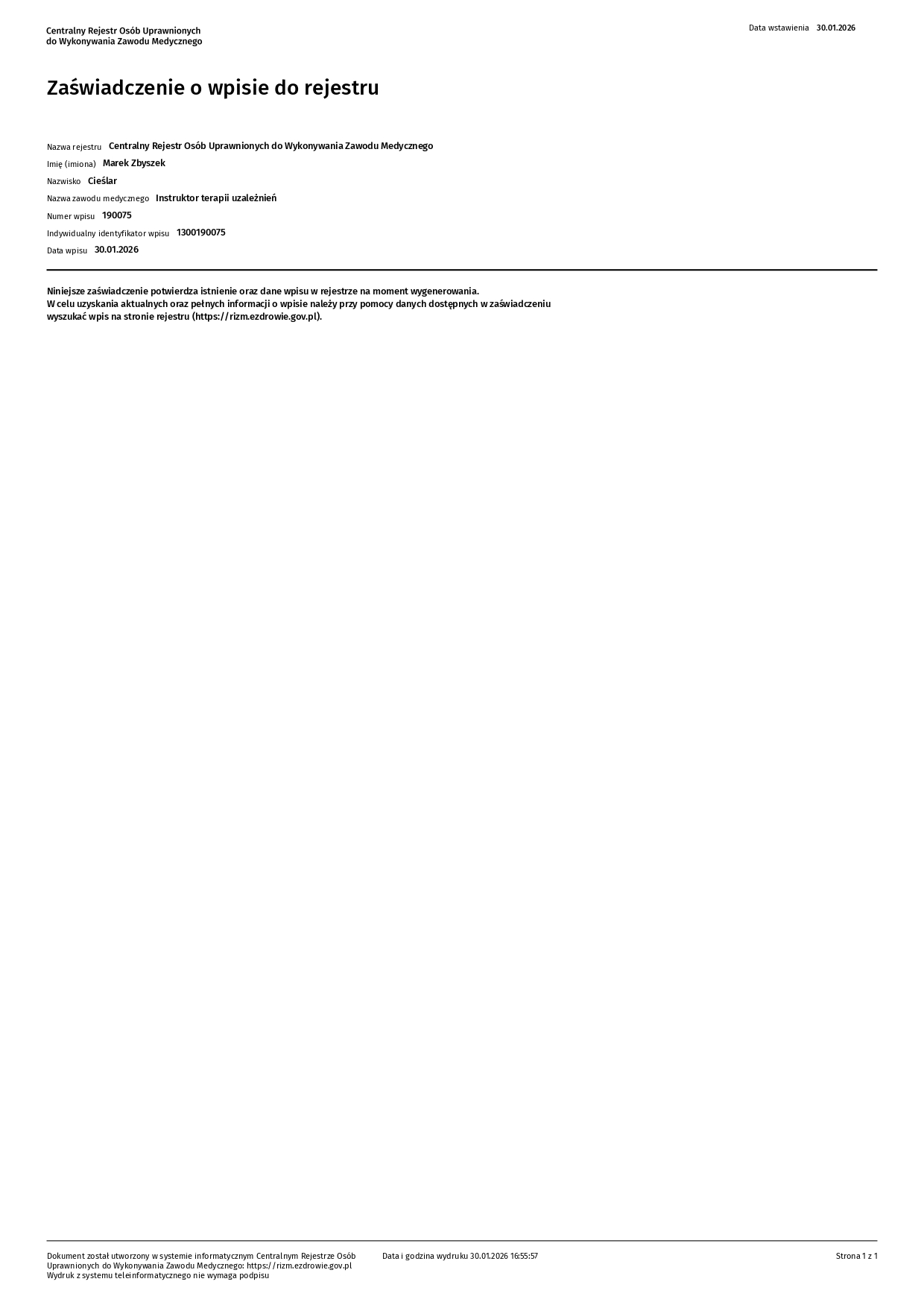 Zaświadczenie o wpisie w rejestrze 1300190075_page-0001